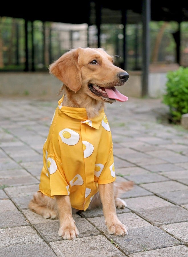 15 BUTTONS Rayon Yellow and White Sunny Printed Summer Dog Shirt (L) | Printed Pet Shirt | Super Soft Light Weight | Comfortable Dog Clothing Choice | for Beagle, Cocker, Spaniel Indie - Image 3